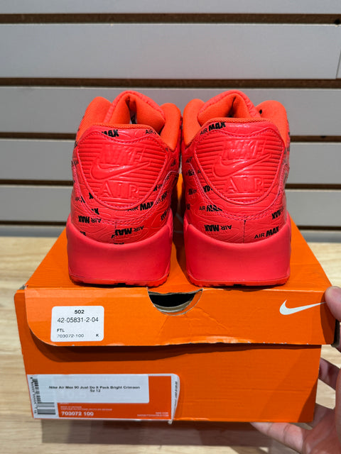 Nike Air Max 90 Just Do It Pack Bright Crimson Sz 12