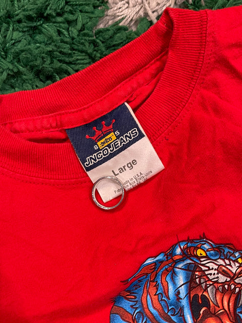 Vintage Kids JNCO Jeans Tribal Tiger Red Long Sleeve Shirt Large