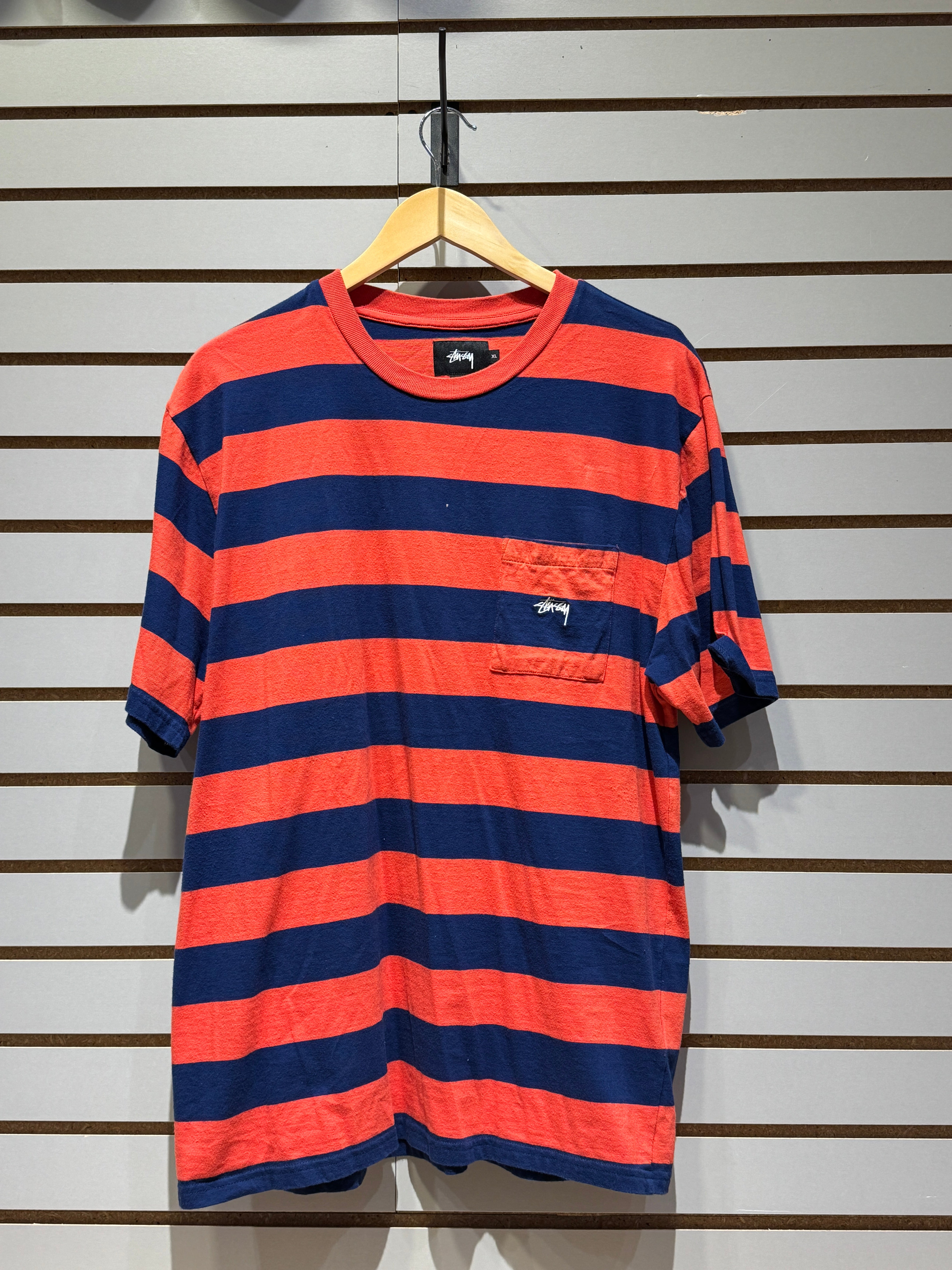 Stussy Striped Orange and Blue T-Shirt Sz XL – Sneak City