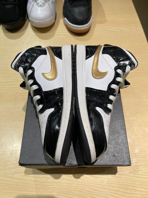 Jordan 1 Mid Patent Black White Gold (PS) Sz 3Y