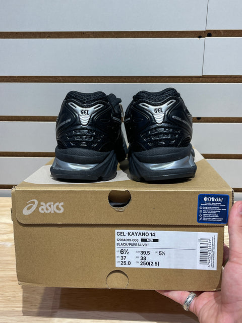 ASICS Gel-Kayano 14 Black Pure Silver Sz 6.5