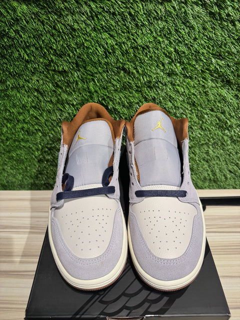 Jordan 1 Low SE Phantom Repaired Denim Swoosh Sz 10