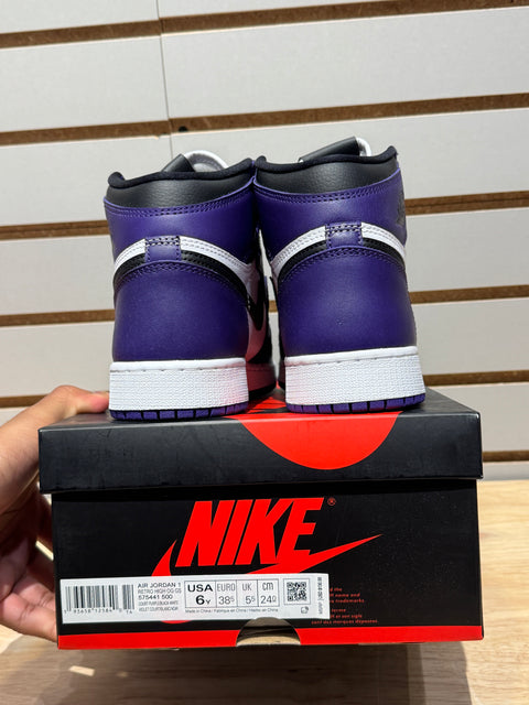 Jordan 1 Retro High Court Purple White (GS) Sz 6Y