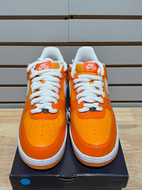 Nike Air Force 1 Low '07 Orange White Patent Sz 13