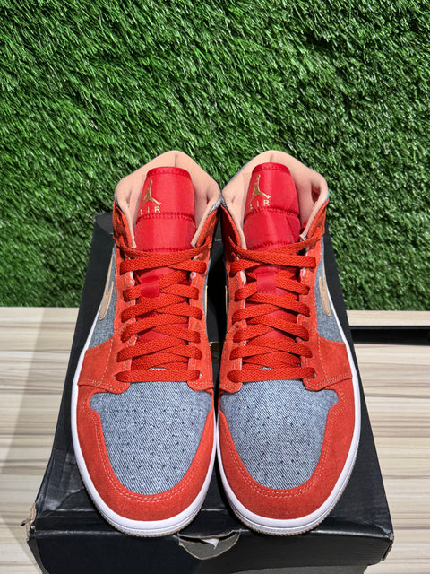 Jordan 1 Mid Denim Red Sz 10M