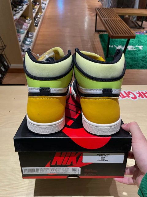 Jordan 1 Retro High White Black Volt University Gold