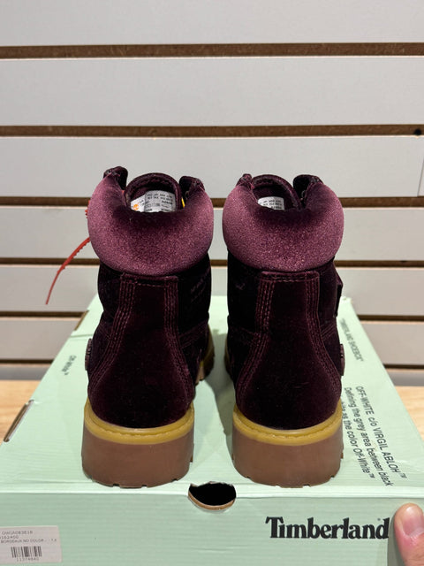 Timberland 6" Boot Off-White Velvet Wine (Women's) Sz 6M/7.5W