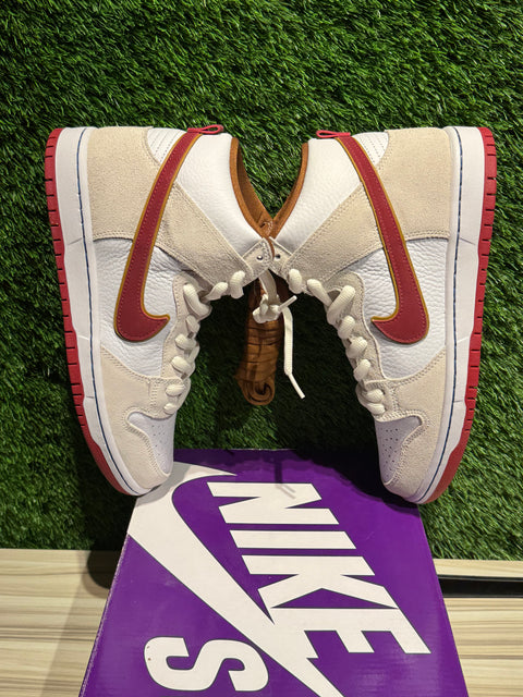 Nike SB Dunk High Sail Bright Crimson Sz 9.5M