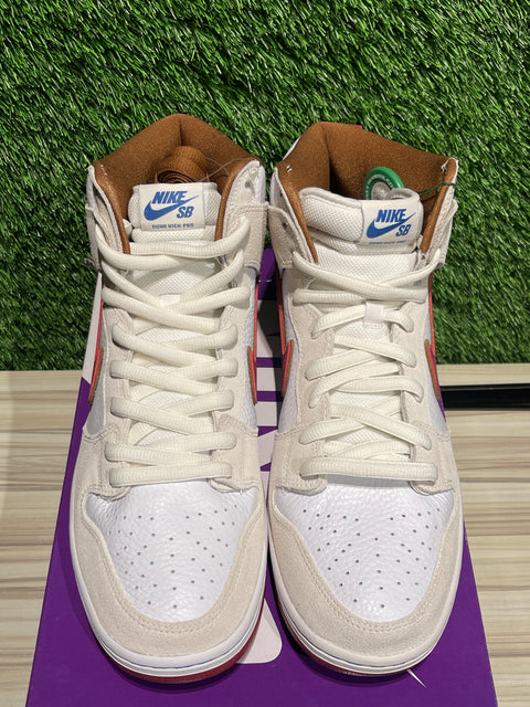 Nike SB Dunk High Sail Bright Crimson Sz 12