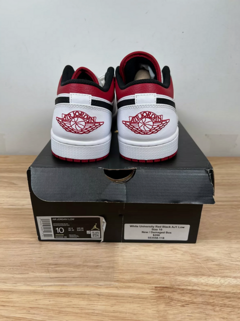 Jordan 1 Low White University Red Black Sz 10