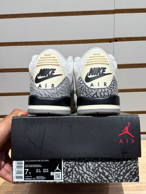 Jordan 3 Retro White Cement Reimagined (GS) Sz 7Y