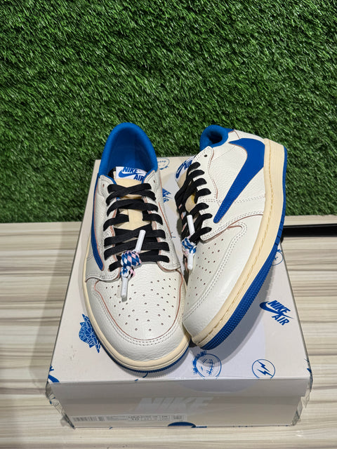Jordan 1 Retro Low OG SP Fragment x Travis Scott Sail Military Blue Sz 10
