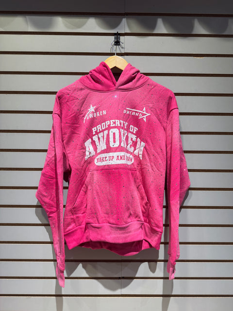 Awoken Dreams Pink Bedazzled Pull Over Hoodie Sz S