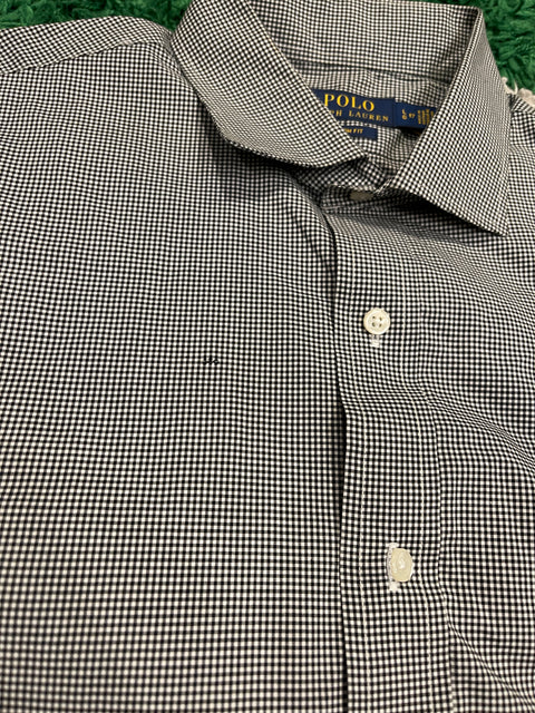 Polo Ralph Lauren Mens Custom Fit Gingham Button Down Shirt Black/White
