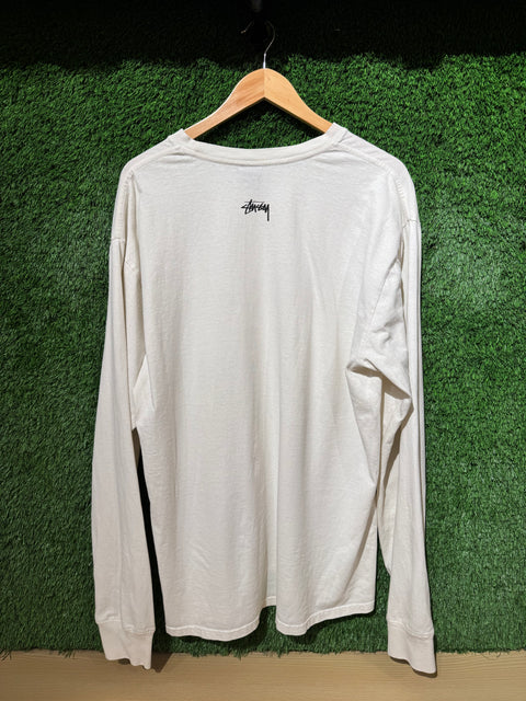 White Stussy Pronunciation Long Sleeve Sz L