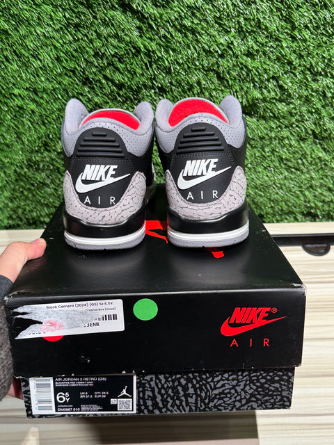 Jordan 3 Retro Black Cement (2024) (GS) Sz 6.5Y