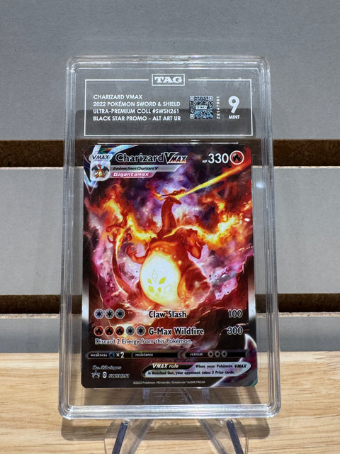 Charizard VMAX 2022 Pokemon Sword & Shield Ultra-Premium Coll #SWSH261 Black Star Promo - Alt ARt UR TAG MNT 9
