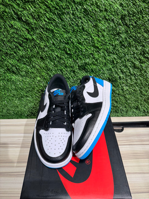 Jordan 1 Retro Low OG Black Dark Powder Blue Sz 4M