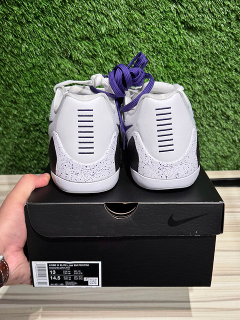 Nike Kobe 9 Elite Low EM Protro White Court Purple Sz 13M