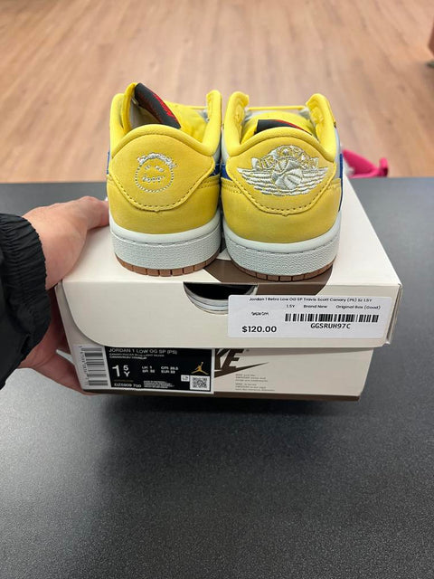 Jordan 1 Retro Low OG SP Travis Scott Canary (PS) Sz 1.5Y