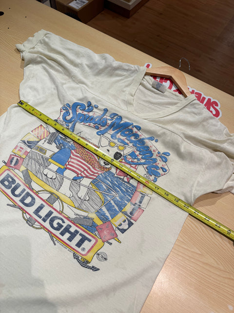 Vintage 1987 Spuds Mackenzie Bud Light V Neck Tee S L