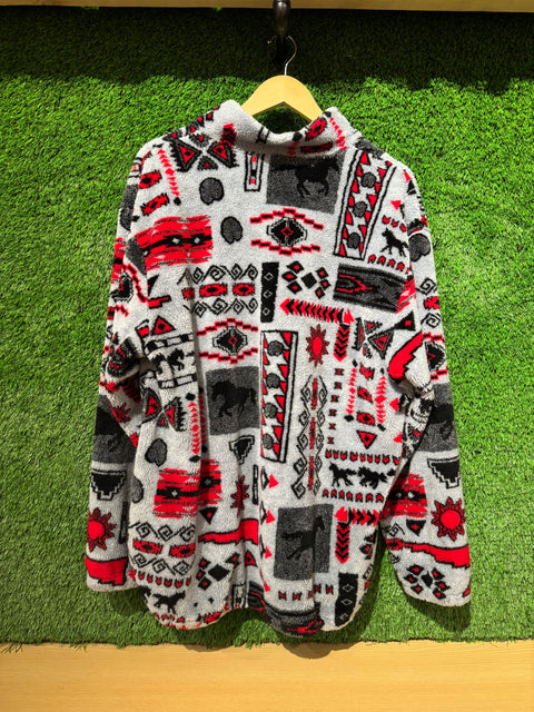 Unique Art Unlimited Patterned Quarter Zip Fleece Sz L