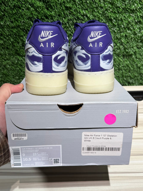 Nike Air Force 1 Low '07 QS Purple Skeleton Halloween (2021) Sz 9M