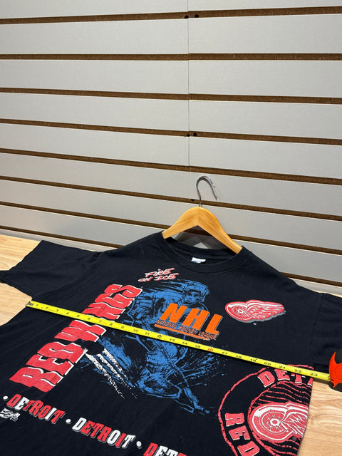 VIntage 90s Hockey Salem 1991 AOP Detroit Red Wings Sz XL