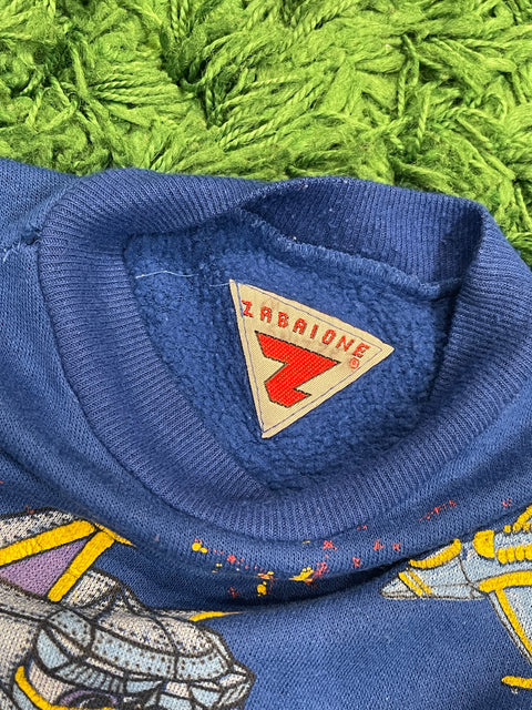 Zabaione Kids Vintage Kid Blue Crewneck AOP Dogzilla City