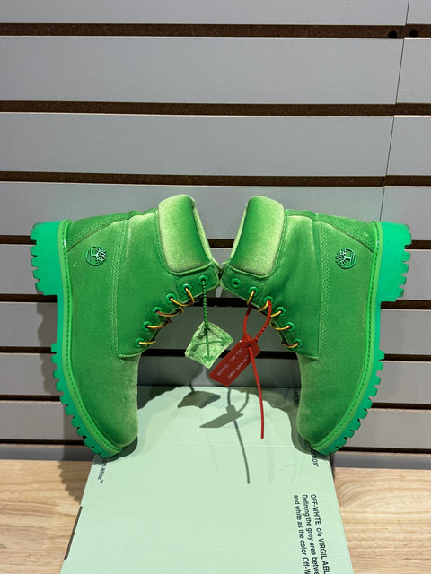 Timberland 6" Boot Off White Green Velvet Sz 5.5M/7W