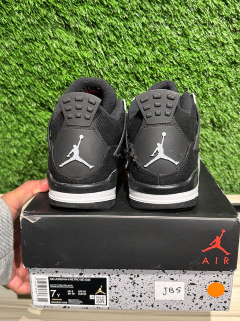 Jordan 4 Retro Black Canvas (GS) Sz 7Y