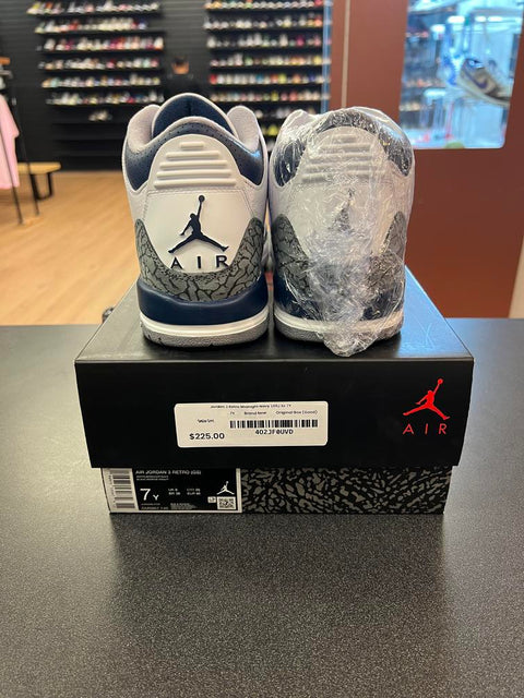 Jordan 3 Retro Midnight Navy (GS) Sz 7Y