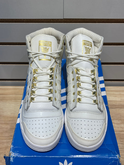 Adidas Top Ten Hi - Patent Leather White & Gold Art Sz 9.5