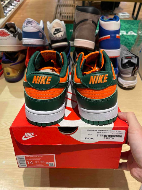 Nike Dunk Low Retro Miami Hurricanes Sz 14M