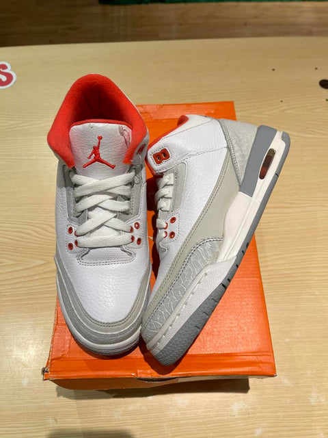 Jordan 3 Retro White Crimson Grey (GS) Sz 5.5Y/7W