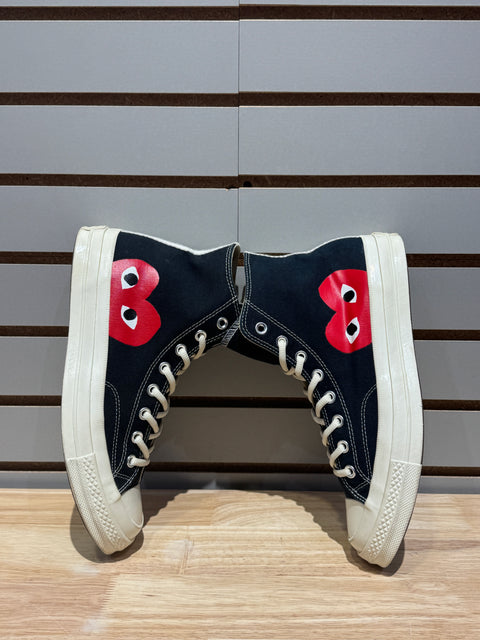 Converse Chuck Taylor All Star 70 Hi Comme des Garcons PLAY Black Sz 9