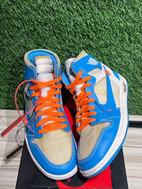 Jordan 1 Retro High Off-White University Blue Sz 9