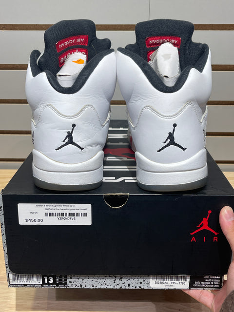 Jordan 5 Retro Supreme White Sz 13