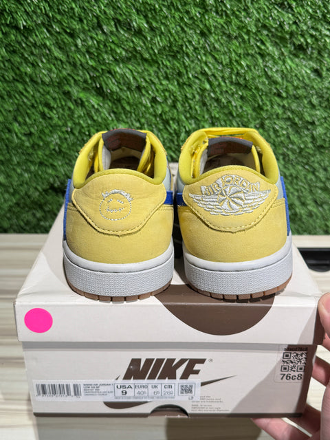Jordan 1 Retro Low OG SP Travis Scott Canary (Women's) Sz 7.5M