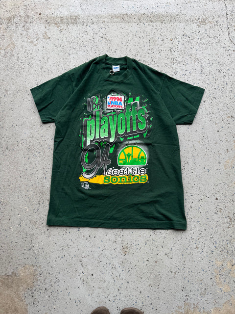 90s Seattle SuperSonics NBA Playoffs 1994 Green T-Shirt