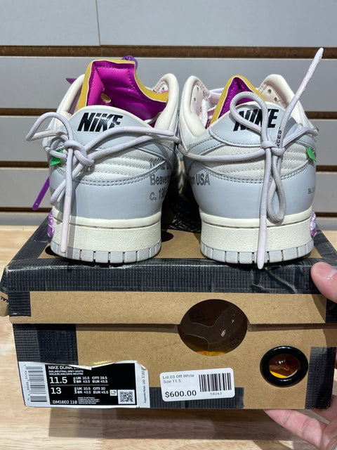Nike Dunk Low Off-White Lot 3 Sz 11.5