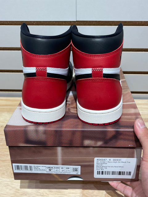Jordan 1 Retro High OG Black Toe Reimagined Sz 9.5