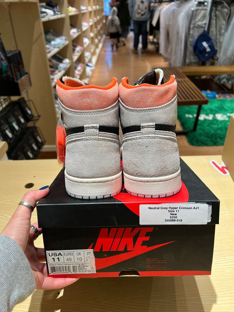 Jordan 1 Retro High Neutral Grey Hyper Crimson