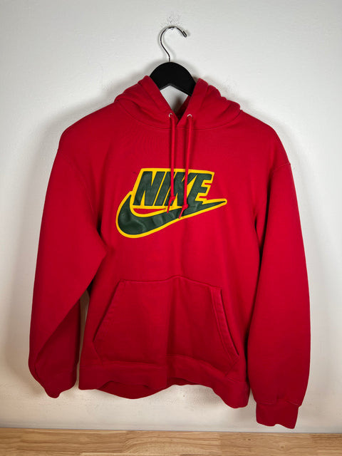 Supreme Nike Leather Appliqué Hooded Sweatshirt Red Sz M