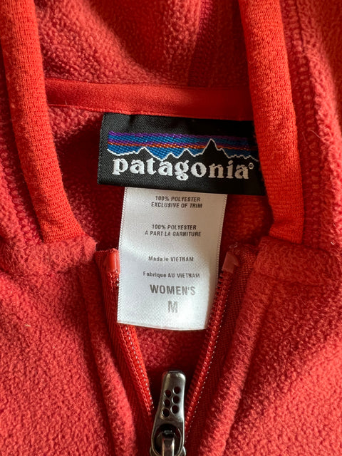 T Patagonia Orange Full Zip Hoodie Sz M(W)